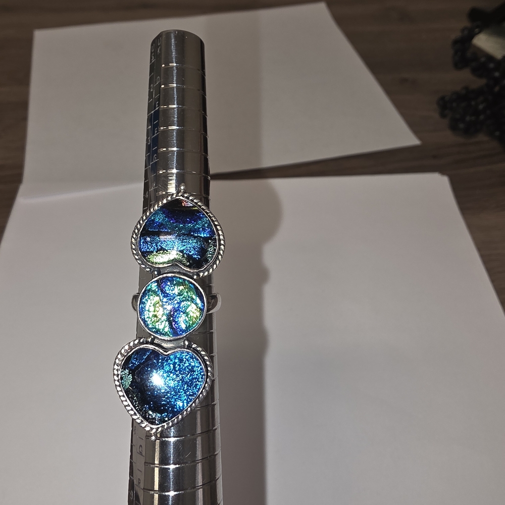 Dazzling Silver and Blue Heart Ring